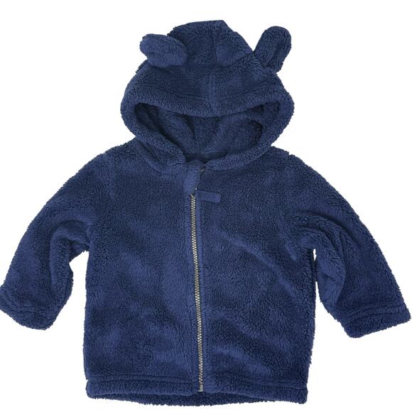 Hanna Andersson Baby Marshmallow Fleece Jacket Blue 12 Months - Picture 1 of 7